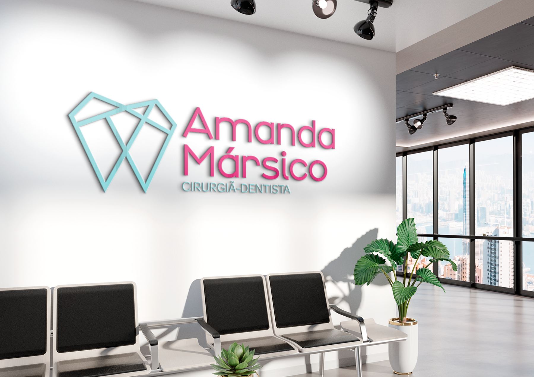 Drª Amanda Mársico — Sinalização de recepção do consultório
