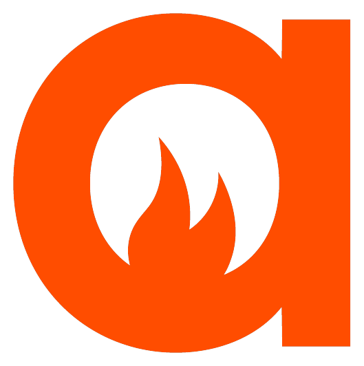 Fire Art — símbolo reduzido, o 'a' com chama